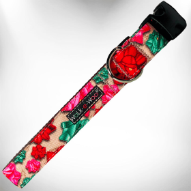 Flower Dog Collars (Color: Mayan Flowers, size: M 1" Width Fits 12-18" Neck)