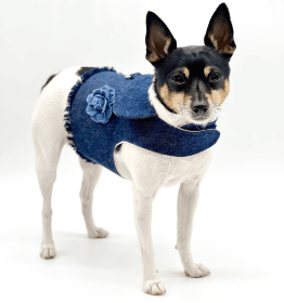 DCNY Harness Vest (Color: Denim Flower, size: Sm)