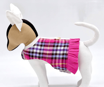 Pink Plaid Harness Vest with Ruffle Trim (size: Sm)