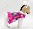 Pink Plaid Harness Vest with Ruffle Trim