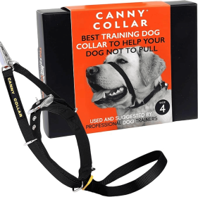 Canny Collar No-Pull Dog Head Collar Gentle & Humane Leash Training Aid (Color: Black, size: Size 4 - Neck Size 15"-17")