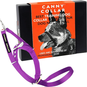 Canny Collar No-Pull Dog Head Collar Gentle & Humane Leash Training Aid (Color: Purple, size: Size 3 - Neck Size 13"-15")