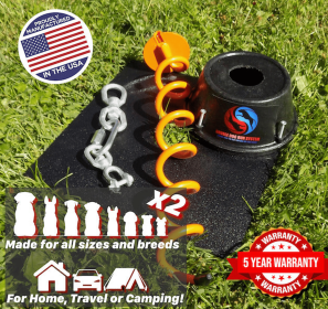 Double Dog Run Tangle-free Two Dog Tie Out Stake (size: Heavy-Duty Tie Out Stake - 1200Lbs)