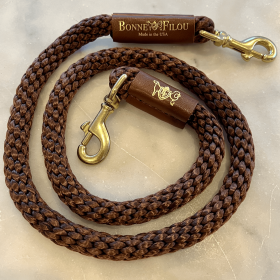 Rope Leash (Color: Brown W/ Brown Leather Sleeve)