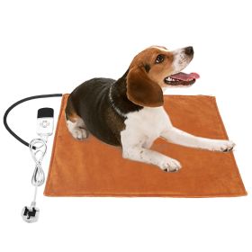 Pet Heating Pad Waterproof Electric Heating Mat Warming Blanket with 9 Heating Modes 4 Timer Settings Washable Cover Chew Resistant Cord Case (Option: rown_UK)