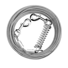 9.8FT Dog Tie Out Cable Long Dog Leash Chew Proof Lead Dog Chain with Durable Spring 360otatable Clips PVC Case for Outside Yard Caming (Option: Grey_3M)