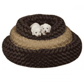 Slumber Pet Swirl Plush Donut Bed (Color: Brown, size: 18In)