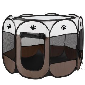 Portable Foldable Pet Tent Exercise Pen Kennel Removable Zipper Top and Bottom Water Resistant Indoor Outdoor Use For Dogs Cats Other Pets (Option: _Coffee)