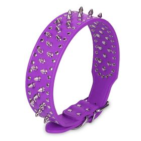 Dog Leather Collar Spiked Studded Pet Dog Collar Adjustable Neck Pitbull Mastiff Collar (Option: rPPL_S)