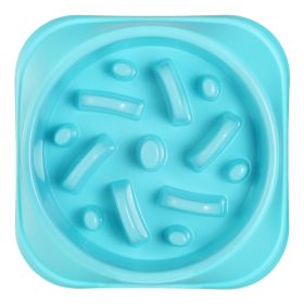 Dog Cat Slow Feeder Bowl Pet No Gulp Feeder Bowl Anti-Bloat Feeding Plate (Option: erBlue)