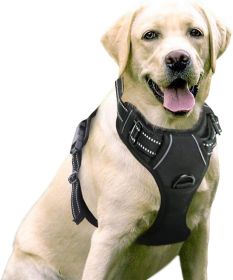 Dog Harness; No-Pull Pet Harness with 2 Leash Clips; Adjustable Soft Padded Dog Vest; Reflective No-Choke Pet Oxford Vest with Easy Control Handl (Color: Classic Black, size: large)