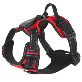 Light Up Dog Harness Rechargeable LED Dog Harness No Pull Lighted Dog Vest with Handle for Small/Medium/Large Dogs (Option: sRed_L)